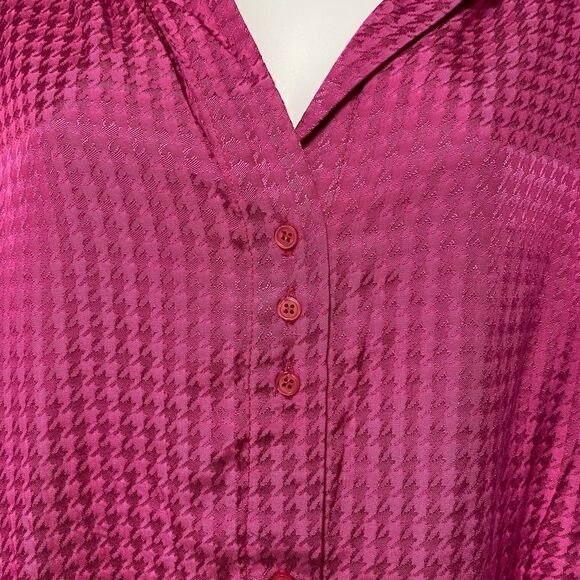 Bishop + YOUNG ANTHROPOLOGIE Orchid Houndstooth Balloon Short Sleeve Tunic Small - Picture 13 of 14